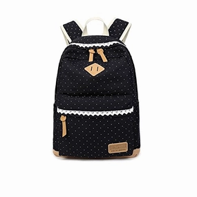 S Kaiko Canvas Backpack School Bakcpack For Women And Men Polka Dots Sweet Lace School Bag