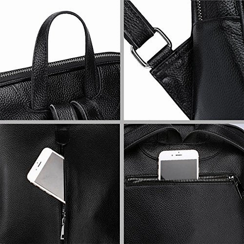 S-Zone Women Genuine Leather Backpack Purse Travel Bag Fit 14-Inch Laptop Upgraded Version