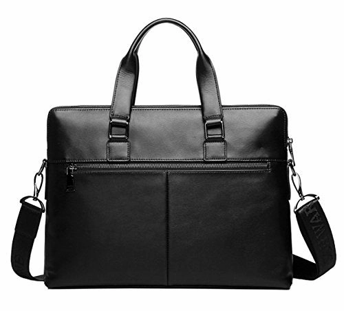 Saierlong New Mens Black Genuine Leather Briefcase Shoulder Laptop Business Bag