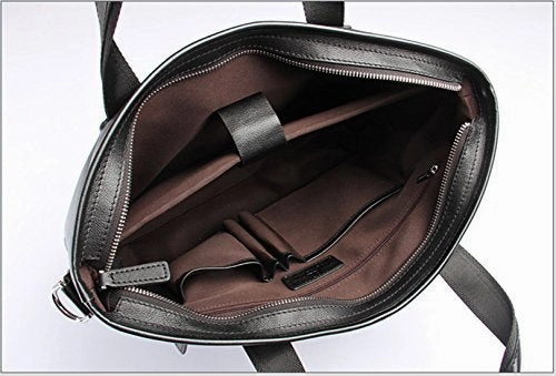 Saierlong New Mens Black Genuine Leather Briefcase Shoulder Laptop Business Bag