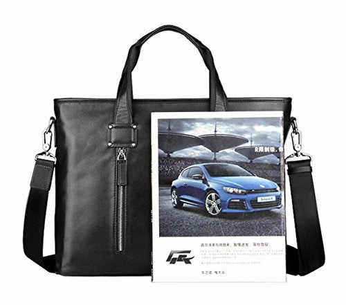 Saierlong New Mens Black Genuine Leather Briefcase Shoulder Laptop Business Bag