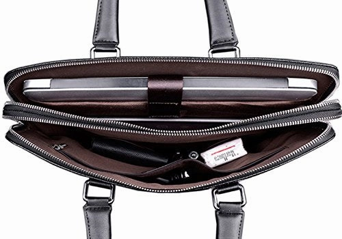Saierlong New Mens Black Genuine Leather Briefcase Shoulder Laptop Business Bag