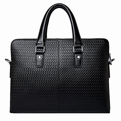Saierlong New Mens Black Genuine Leather Briefcase Shoulder Laptop Business Bag