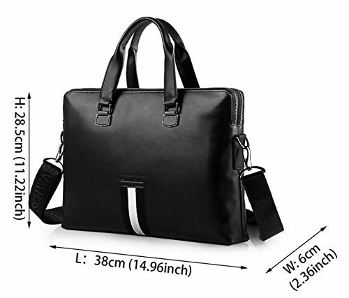 Saierlong New Mens Black Genuine Leather Briefcase Shoulder Laptop Business Bag
