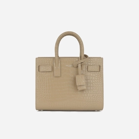 Saint Laurent - Nano Sac De Jour - Beige Croc Embossed SHW - Pre-Loved