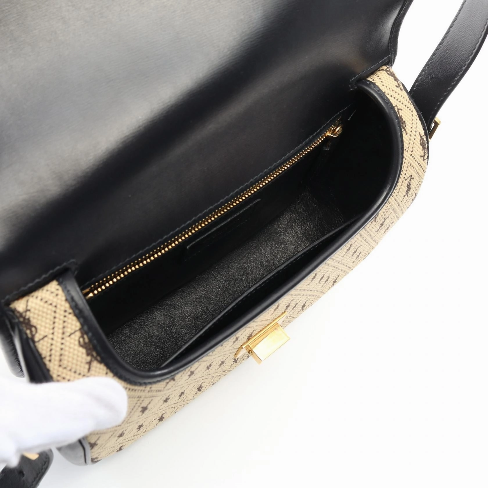 Saint Laurent Canvas Leather Satchel Medium Bag
