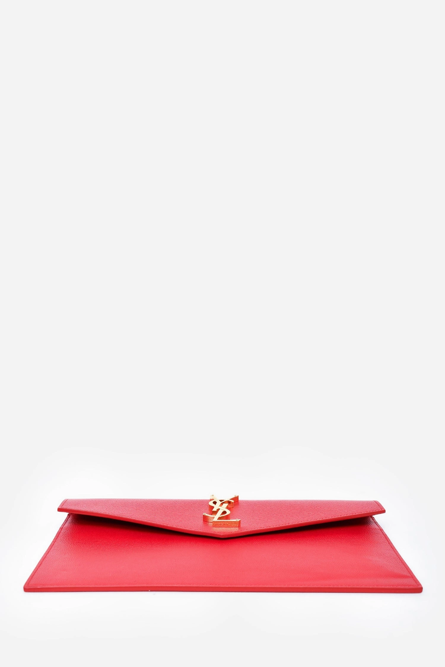 Saint Laurent Red Grain De Poudre Leather 'Uptown' Pouch