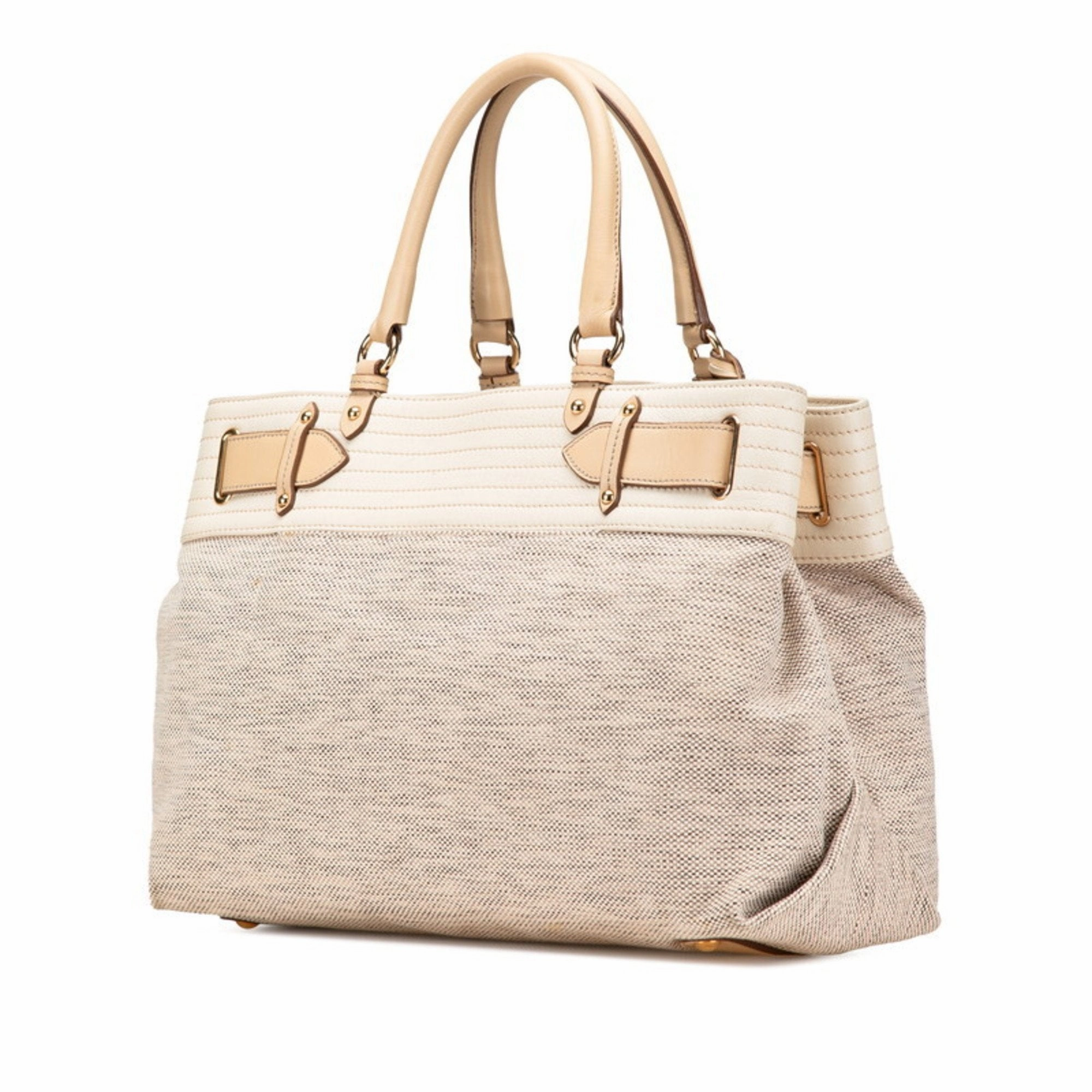 Salvatore Ferragamo Canvas Leather Shoulder Bag Tote Bag (Pre-Owned)