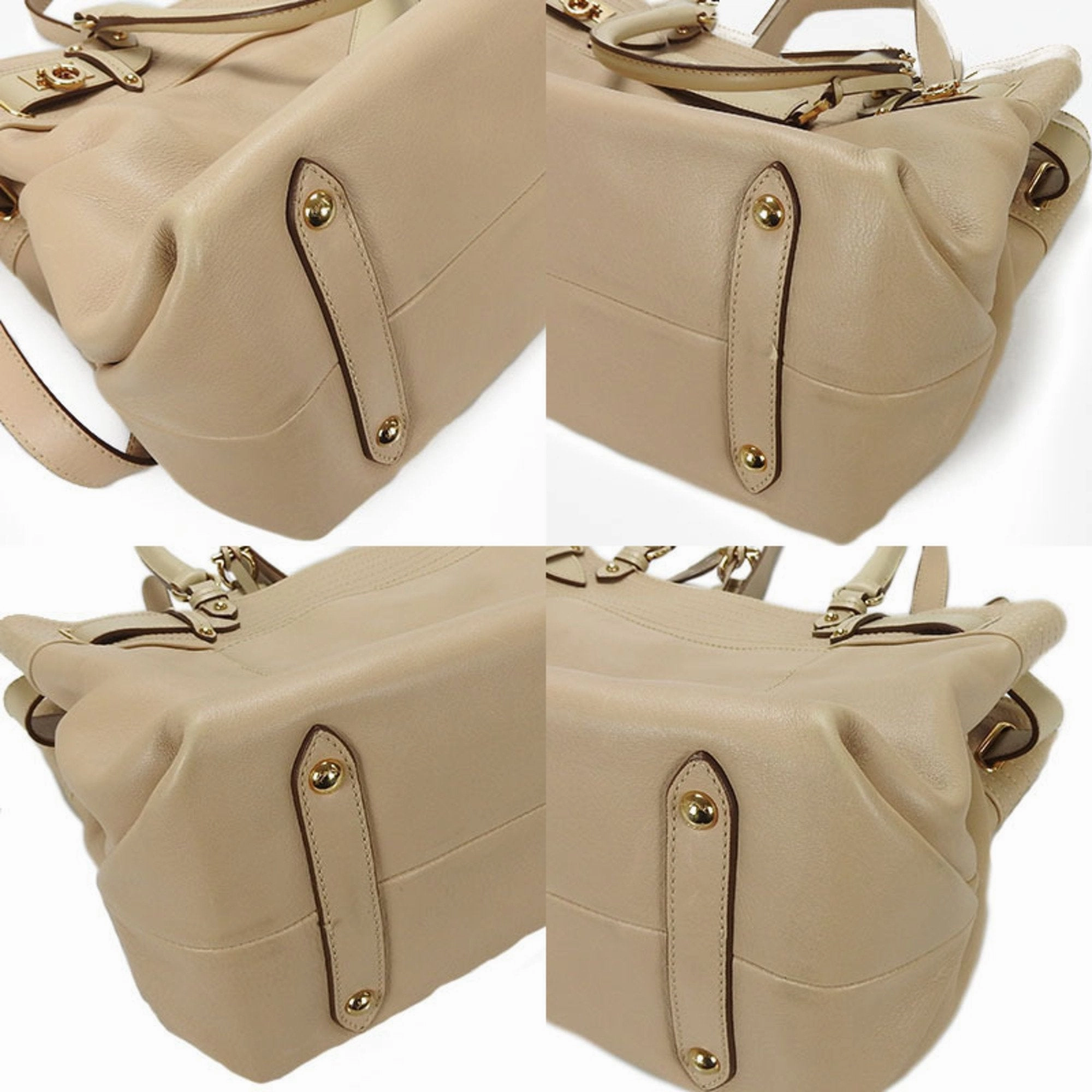 Salvatore Ferragamo Gancini Leather Handbag Shoulder Bag (Pre-Owned)