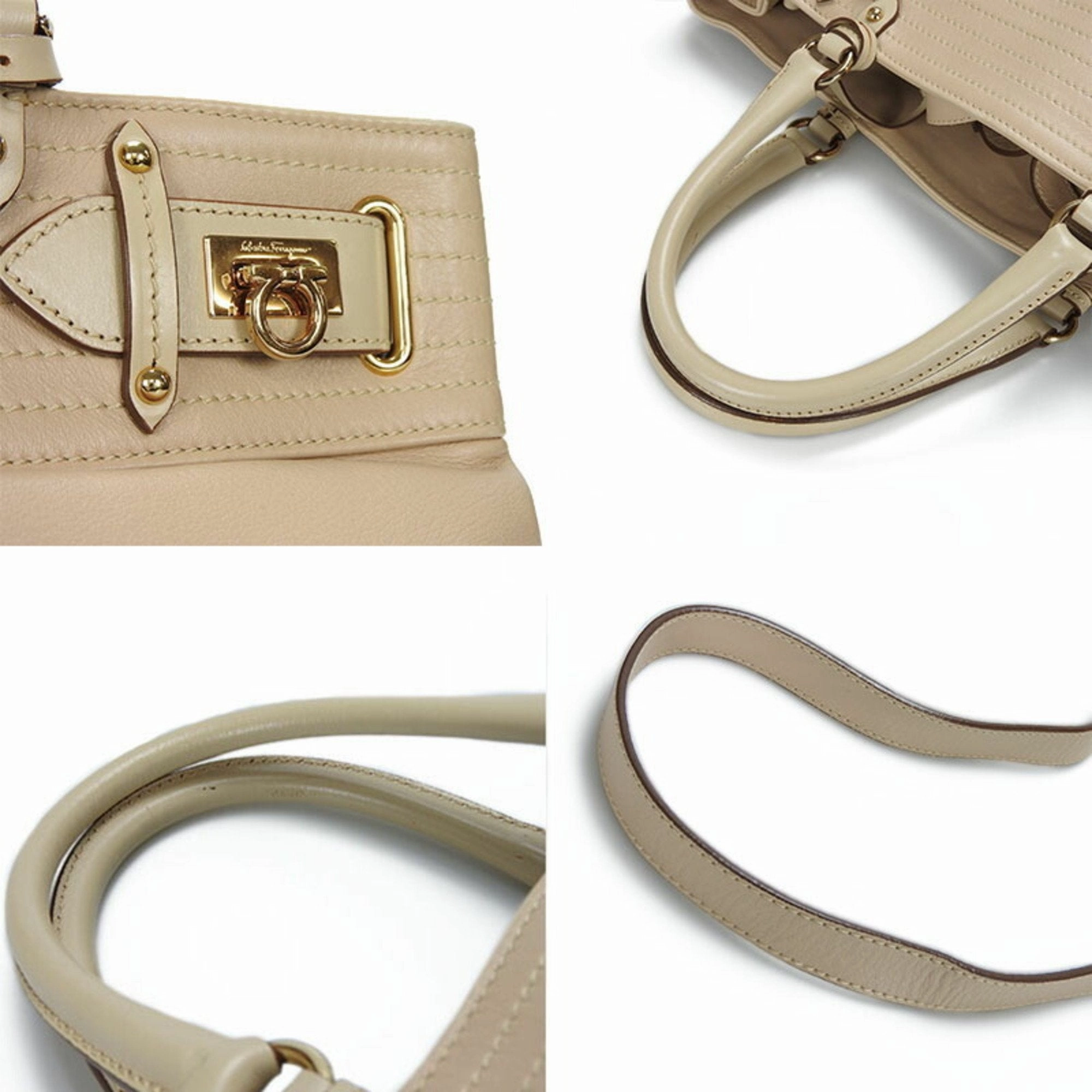 Salvatore Ferragamo Gancini Leather Handbag Shoulder Bag (Pre-Owned)