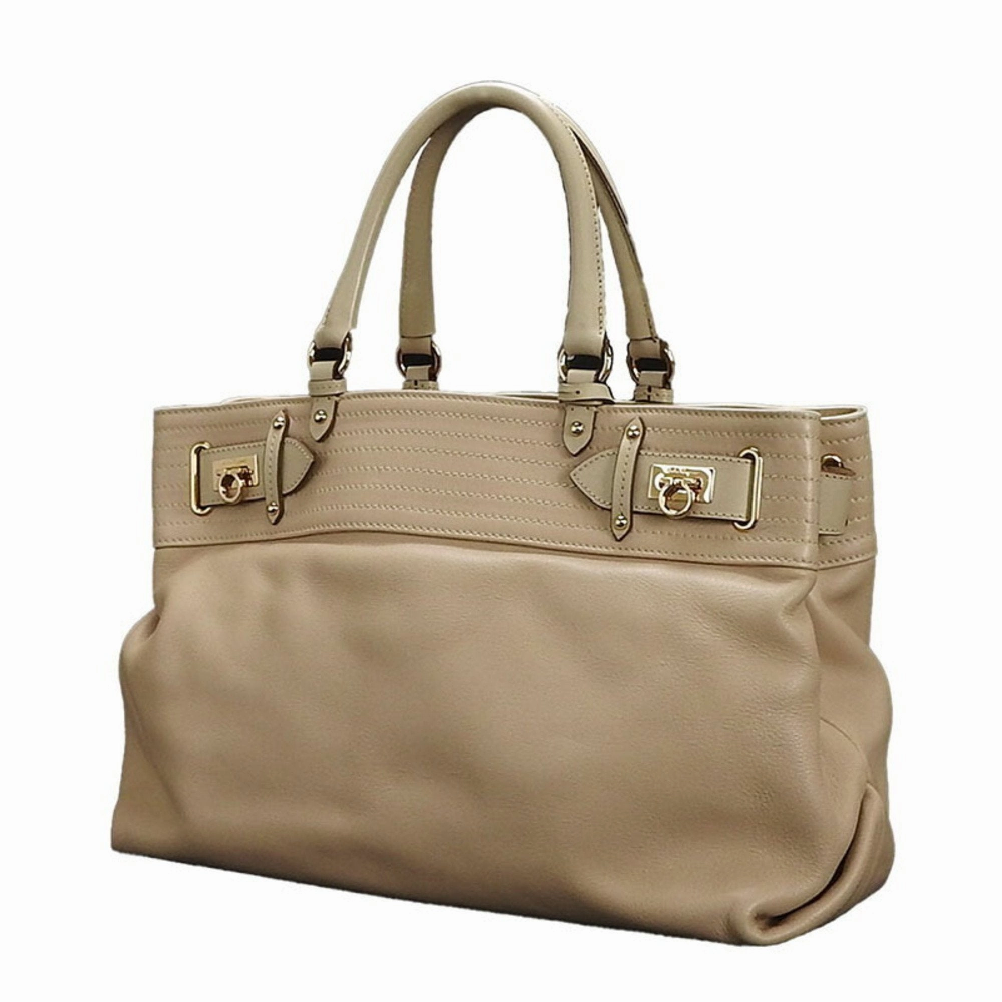 Salvatore Ferragamo Gancini Leather Handbag Shoulder Bag (Pre-Owned)