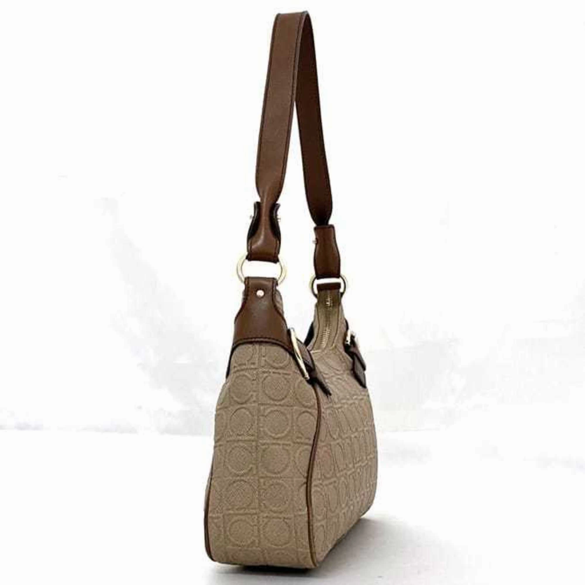 Salvatore Ferragamo Gancini Pvc Leather Shoulder Bag (Pre-Owned)