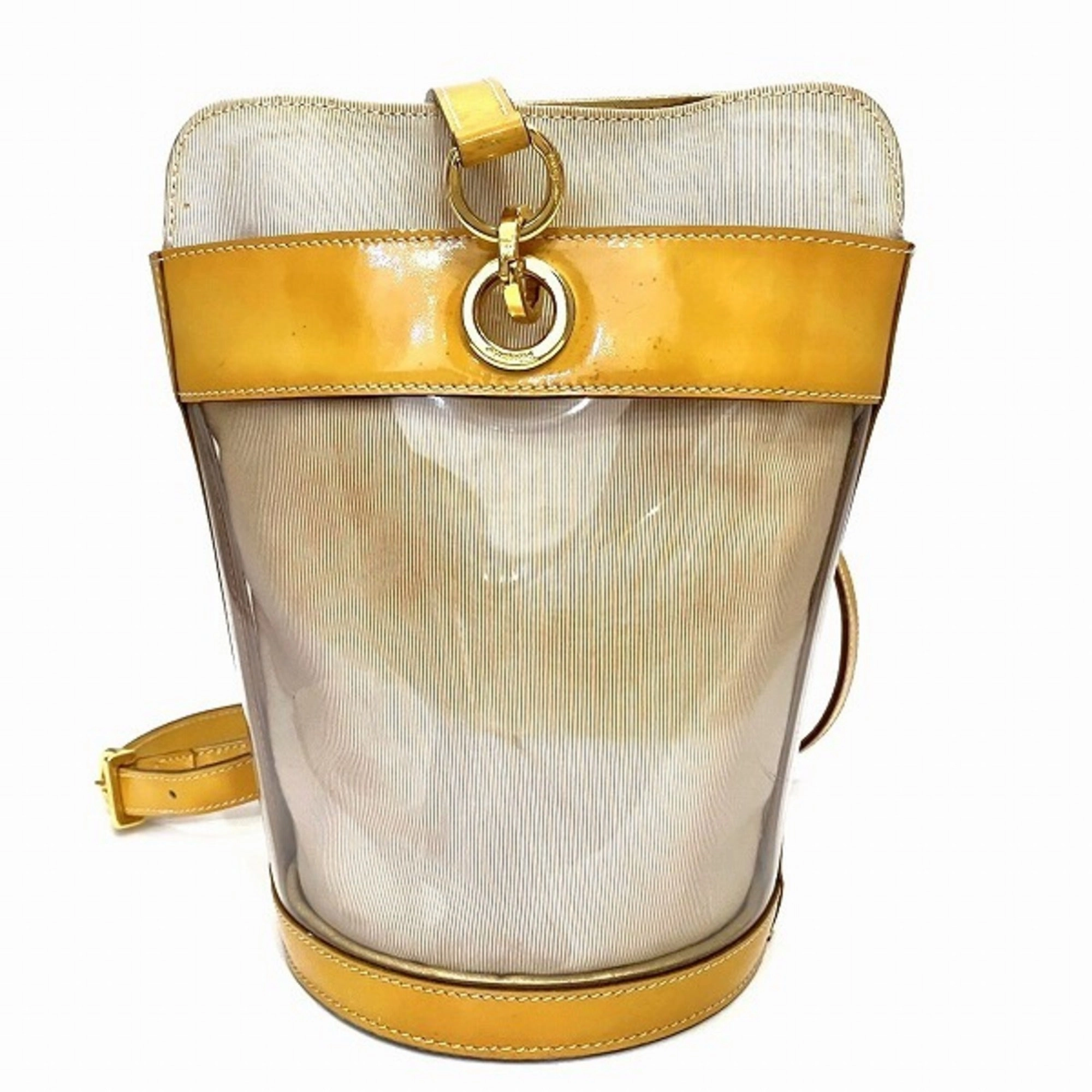 Salvatore Ferragamo Gancini  yellow Pvc Leather Shoulder Bag (Pre-Owned)