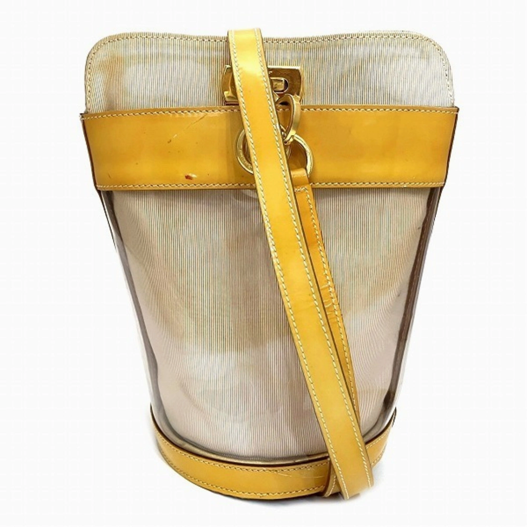 Salvatore Ferragamo Gancini  yellow Pvc Leather Shoulder Bag (Pre-Owned)