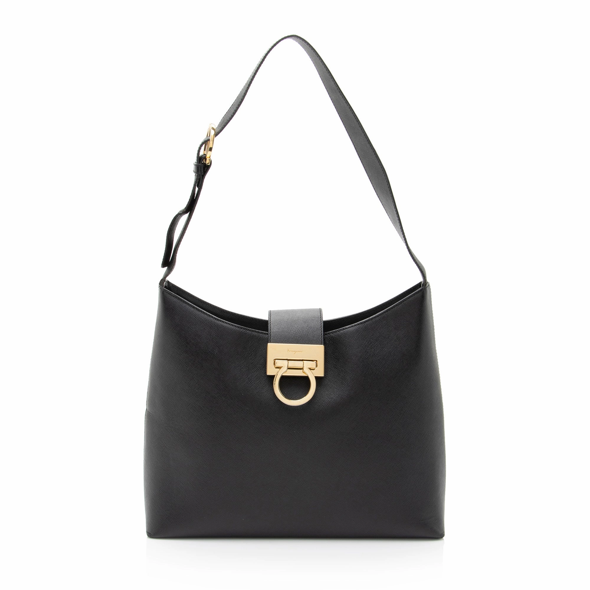 Salvatore Ferragamo Leather Gancio Trifolio Large Shoulder Bag