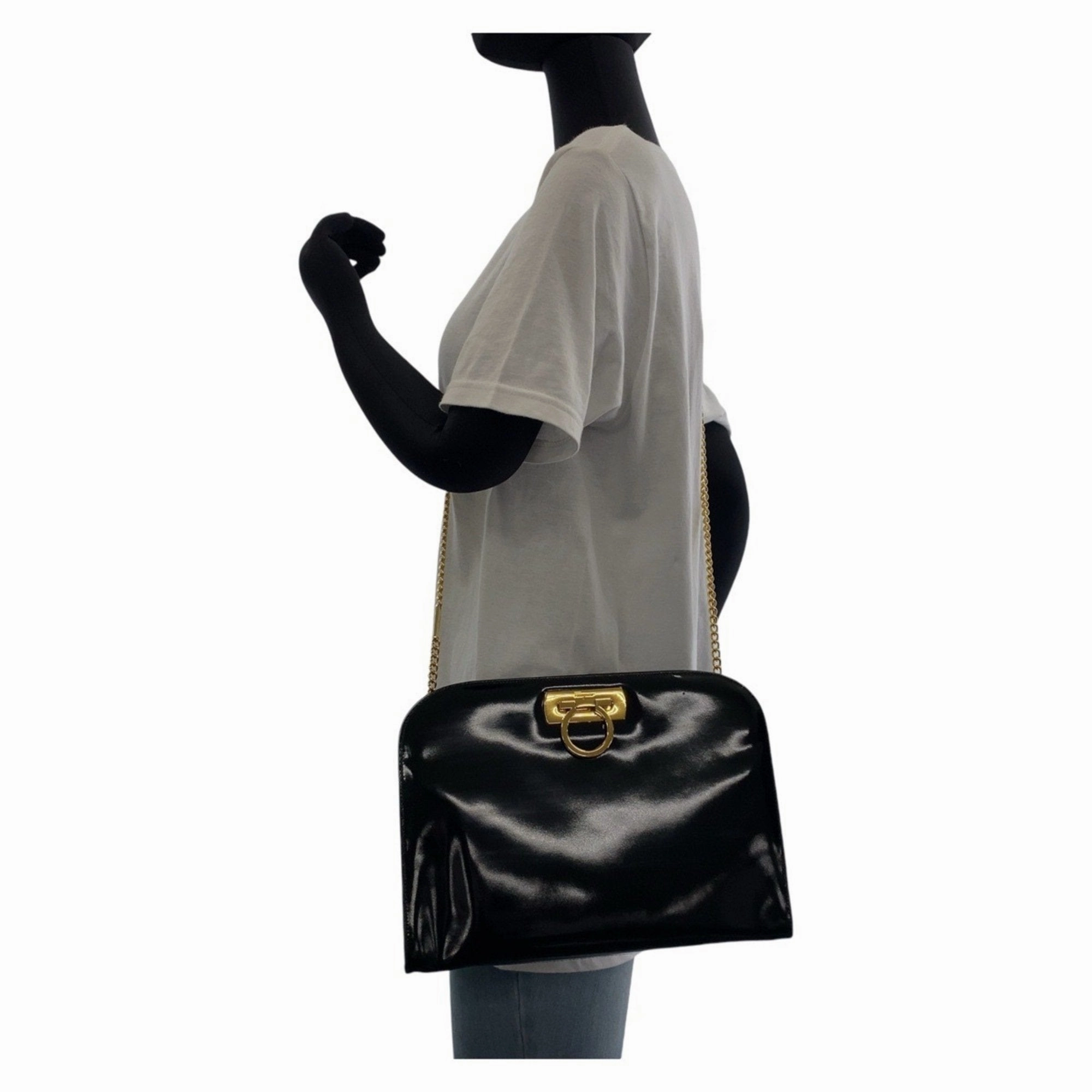 Salvatore Ferragamo Patent Leather Clutch Bag Shoulder Bag (Pre-Owned)