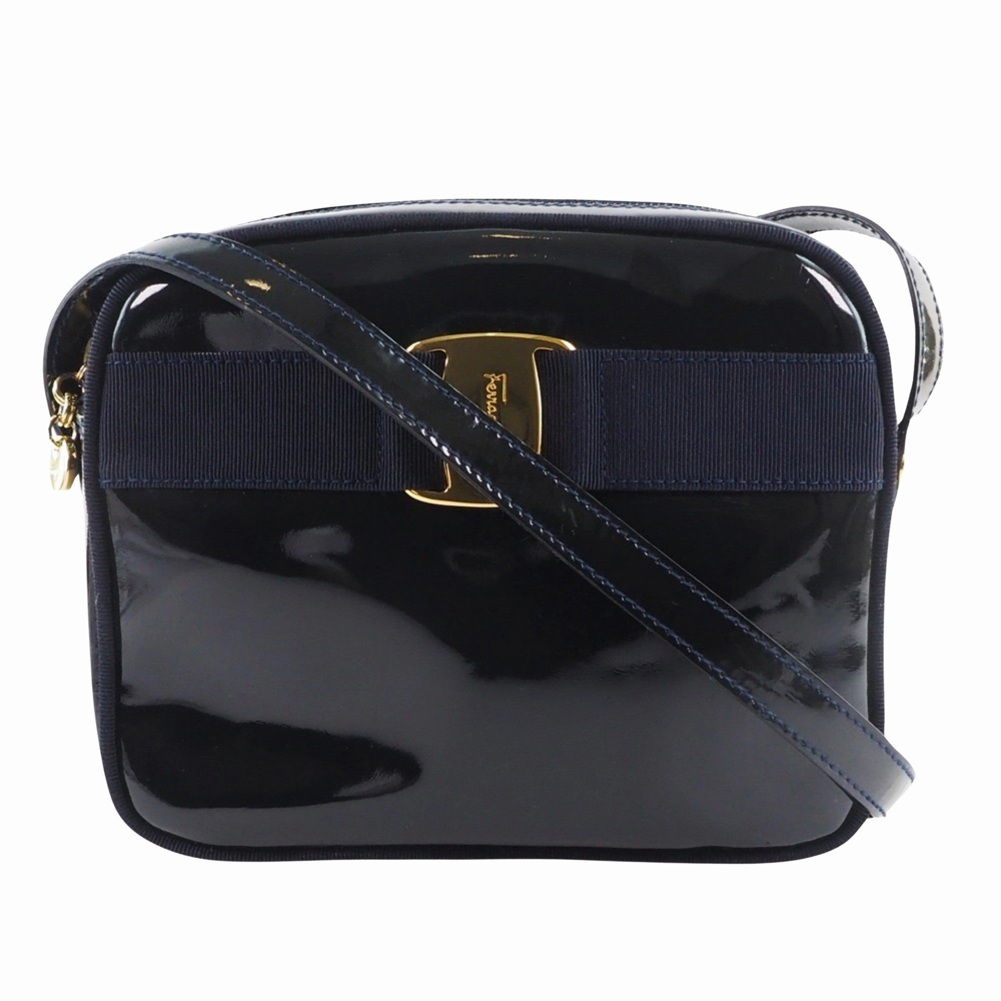 Salvatore Ferragamo Vara Patent Leather Shoulder Bag (Pre-Owned)