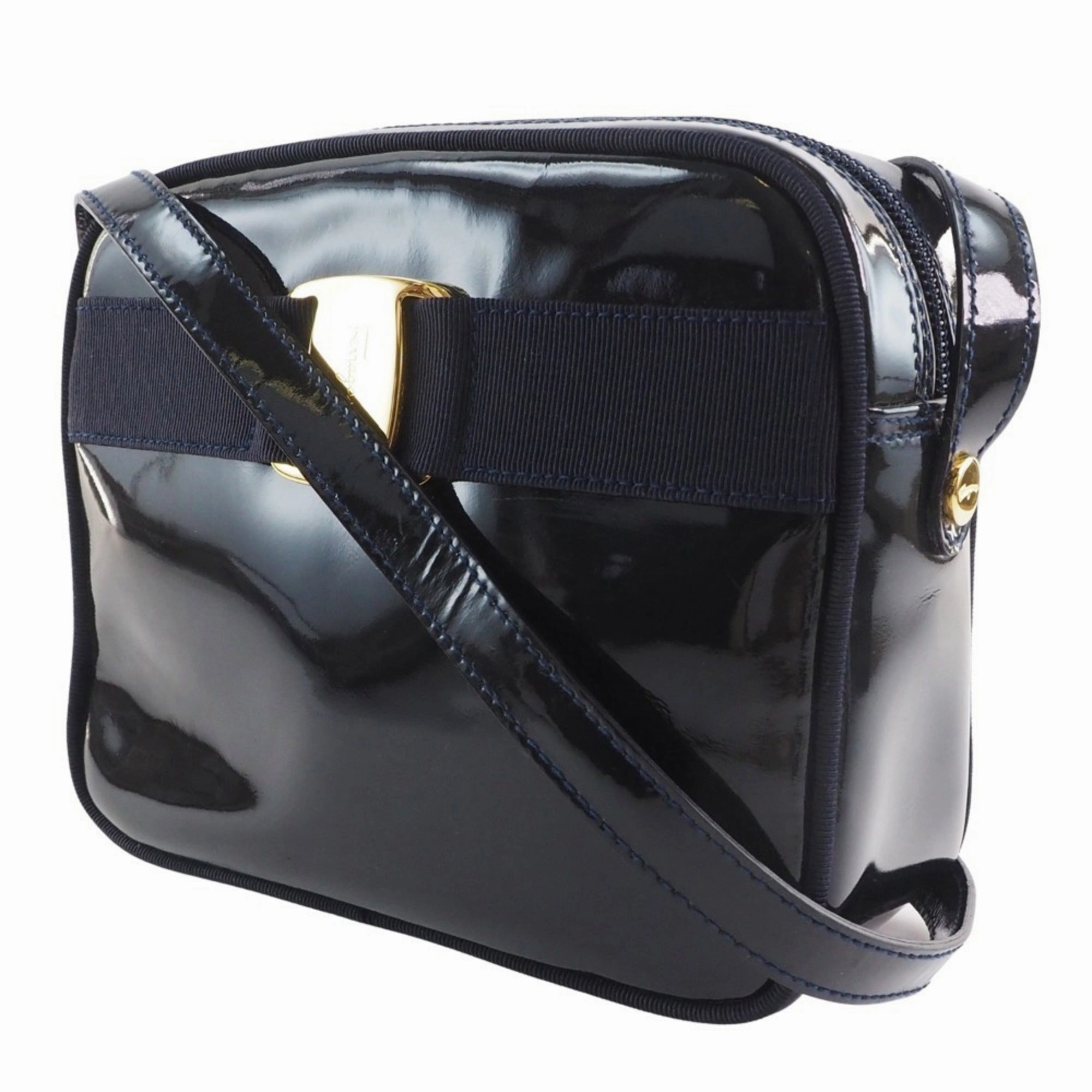 Salvatore Ferragamo Vara  Patent Leather Shoulder Bag (Pre-Owned)