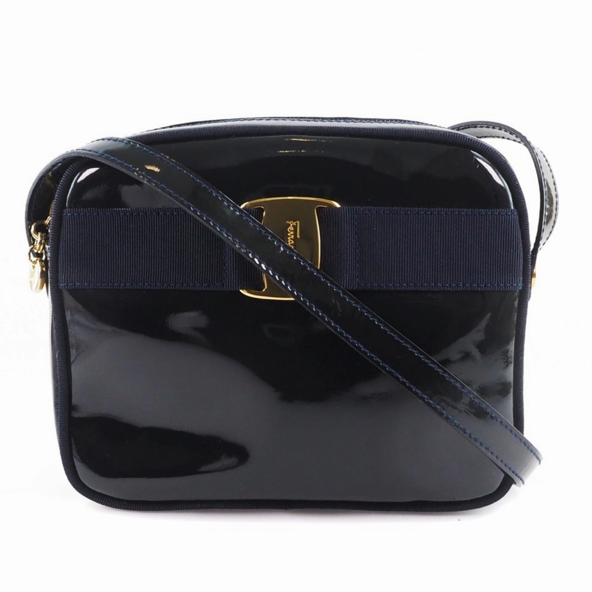 Salvatore Ferragamo Vara  Patent Leather Shoulder Bag (Pre-Owned)