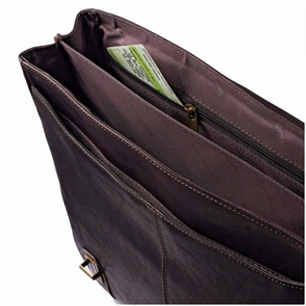 Samsonite Genuine Leather Flapover Buckle Brief Brown