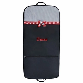 Sassi Designs Red "Dance" Dotted Grosgrain Ribbon Trim Mindy Garment Bag