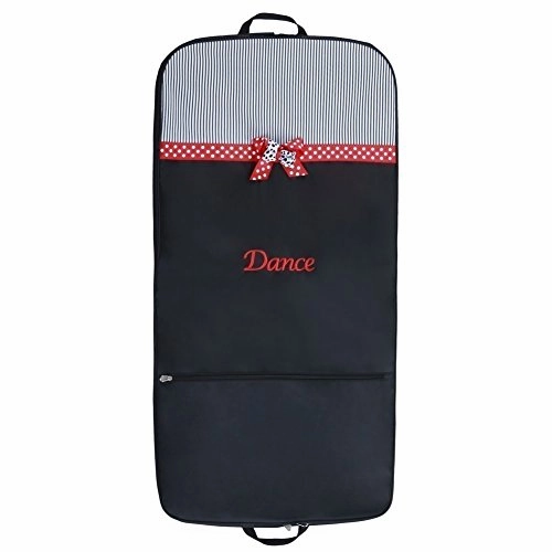Sassi Designs Red "Dance" Dotted Grosgrain Ribbon Trim Mindy Garment Bag