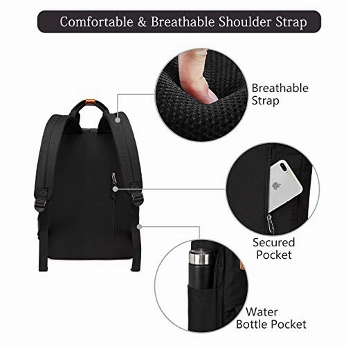 School Backpack for Men and Women,VASCHY Unisex Vintage Water Resistant Casual Daypack Rucksack Bookbag for College Fits 15inch Laptop Black