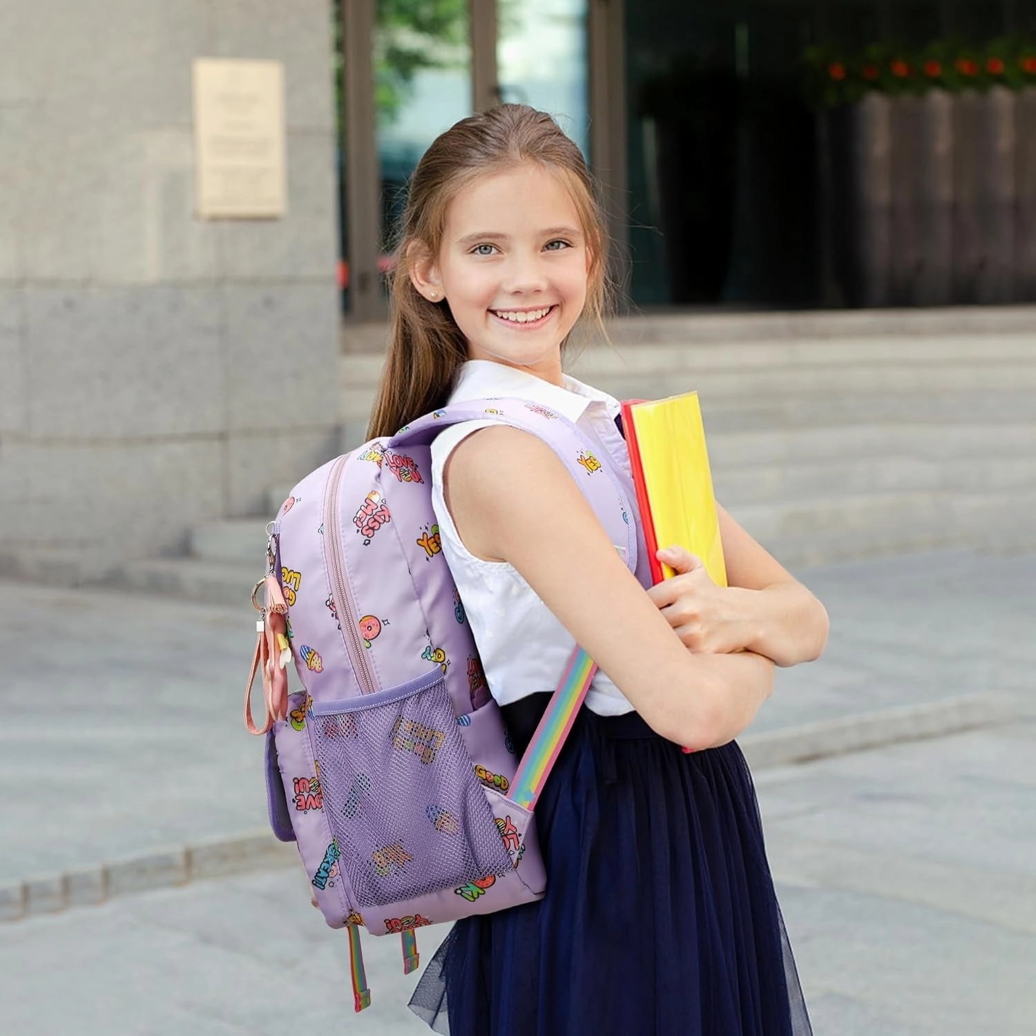 School Backpacks for Girls, Canvas Kids Schoolbag Casual Bookbag for Child Teens