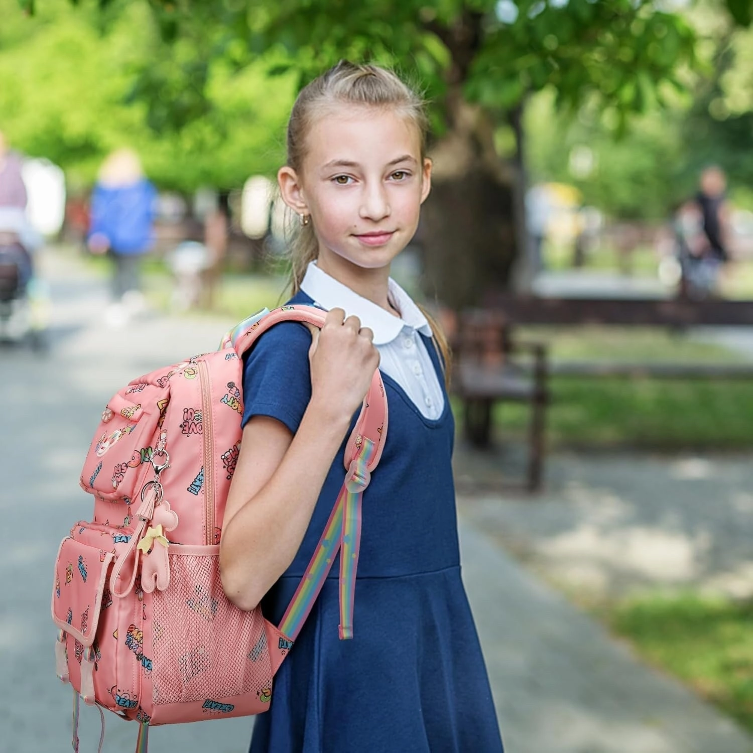 School Backpacks for Girls, Canvas Kids Schoolbag Casual Bookbag for Child Teens