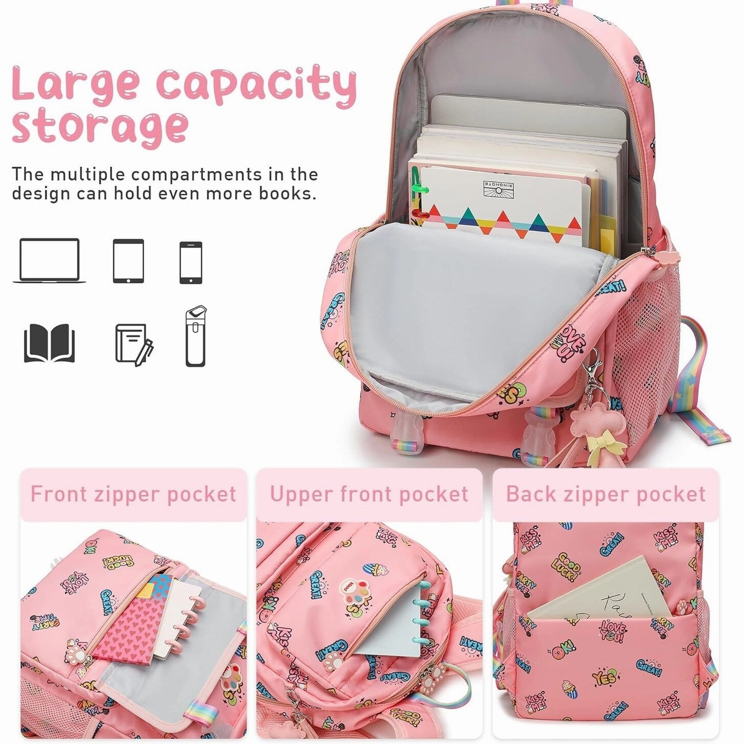School Backpacks for Girls, Canvas Kids Schoolbag Casual Bookbag for Child Teens