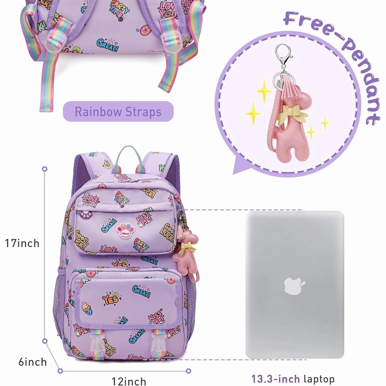 School Backpacks for Girls, Canvas Kids Schoolbag Casual Bookbag for Child Teens