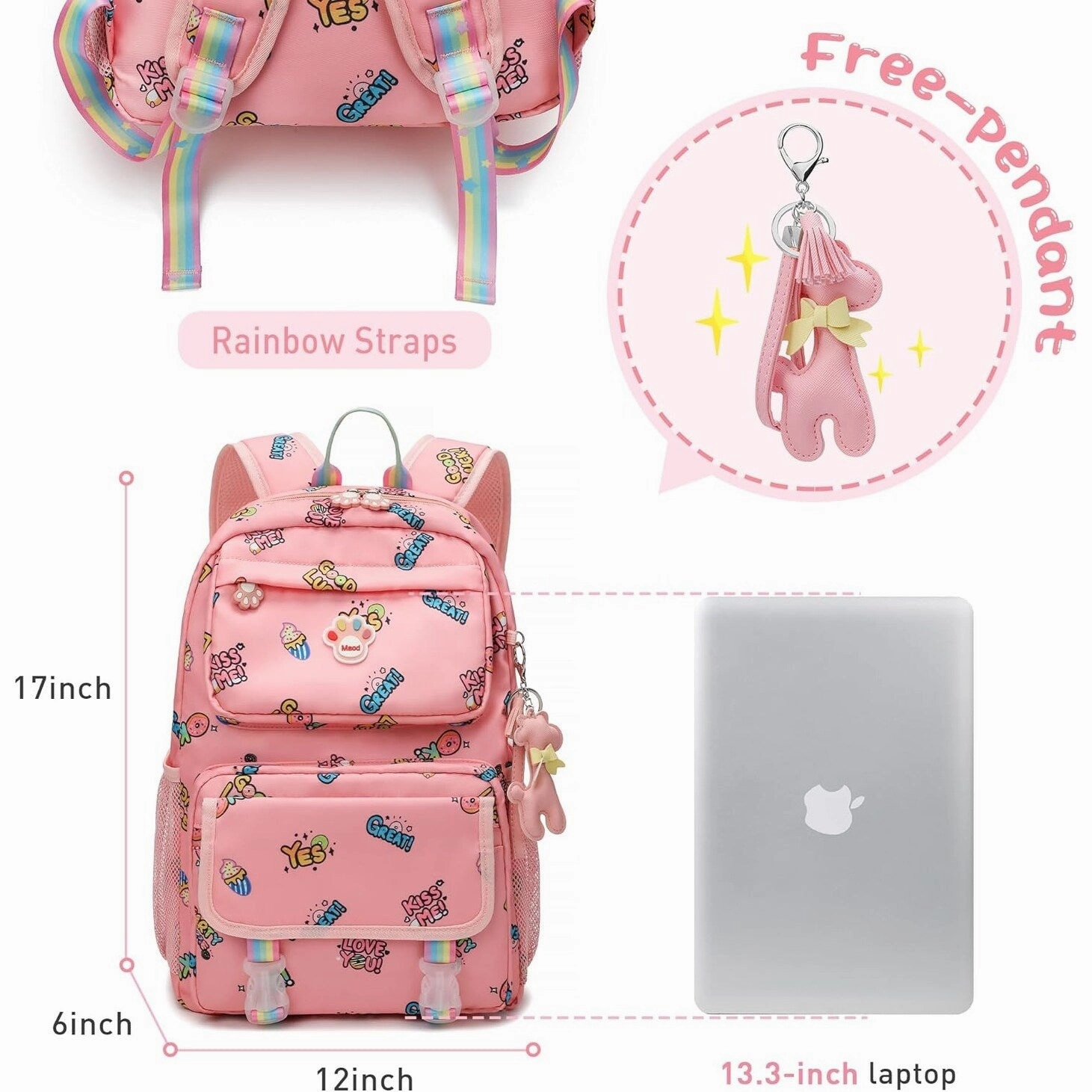 School Backpacks for Girls, Canvas Kids Schoolbag Casual Bookbag for Child Teens