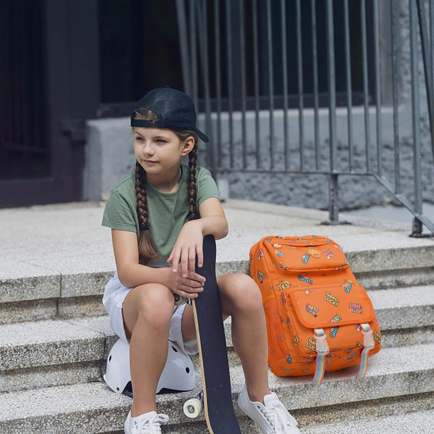 School Backpacks for Girls, Canvas Kids Schoolbag Casual Bookbag for Child Teens