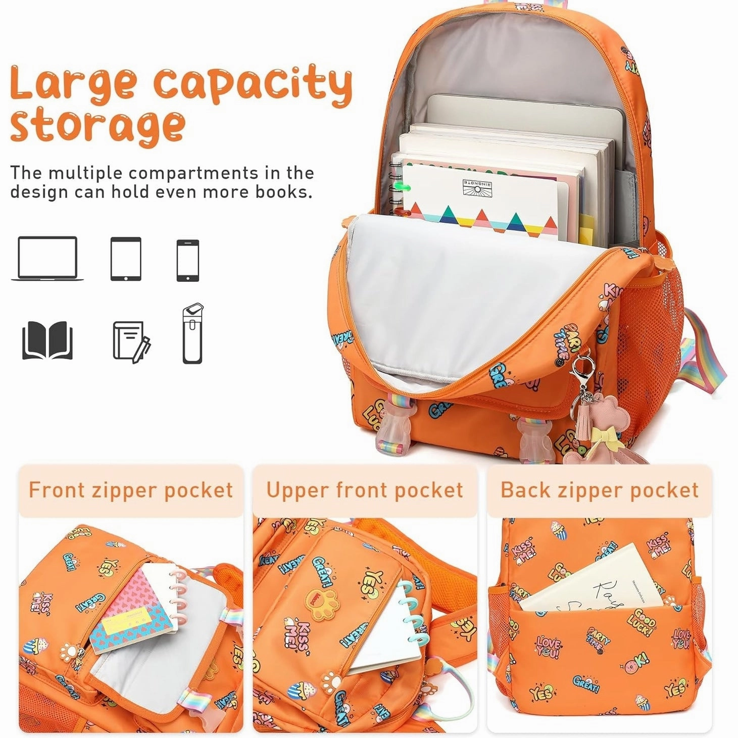School Backpacks for Girls, Canvas Kids Schoolbag Casual Bookbag for Child Teens