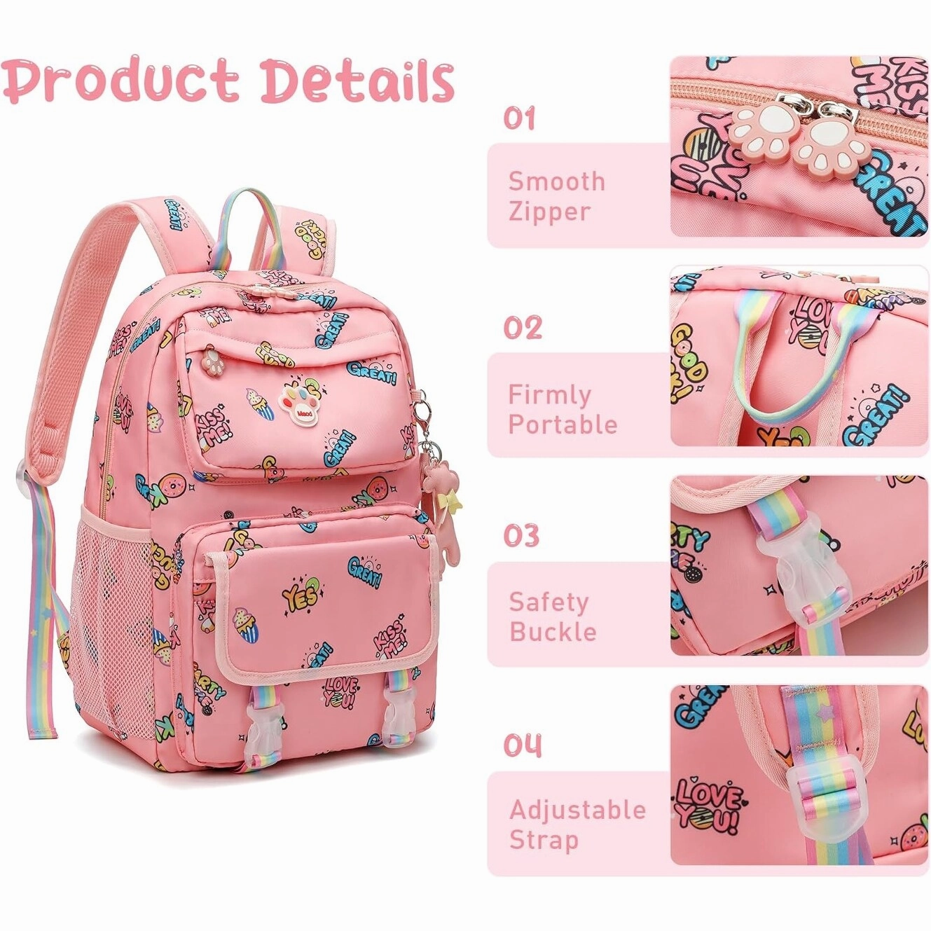 School Backpacks for Girls, Canvas Kids Schoolbag Casual Bookbag for Child Teens
