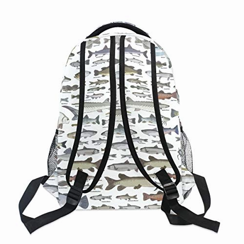 Sea Fish Pattern Daypack Backpack School College Travel Hiking Fashion Laptop Backpack for Women Men Teen Casual Schoolbags Canvas