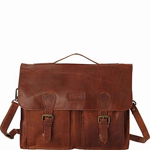 Sharo Leather Bags Soft Leather Laptop Messenger Bag And Brief (Dark Brown)