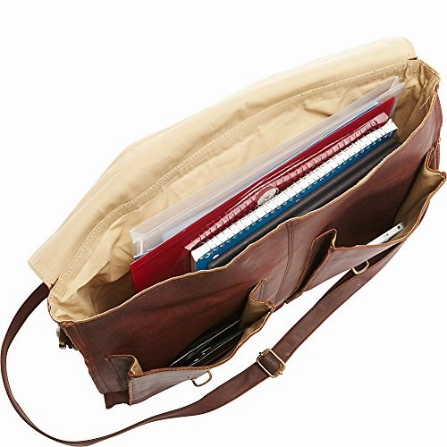 Sharo Leather Bags Soft Leather Laptop Messenger Bag And Brief Xl (Brown)