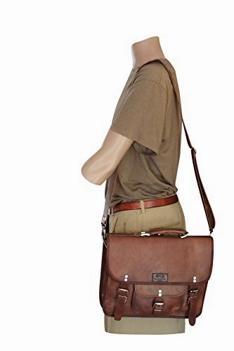 Sharo Leather Bags Wide Three-In-One Backpack/Brief/Messenger (Brown)