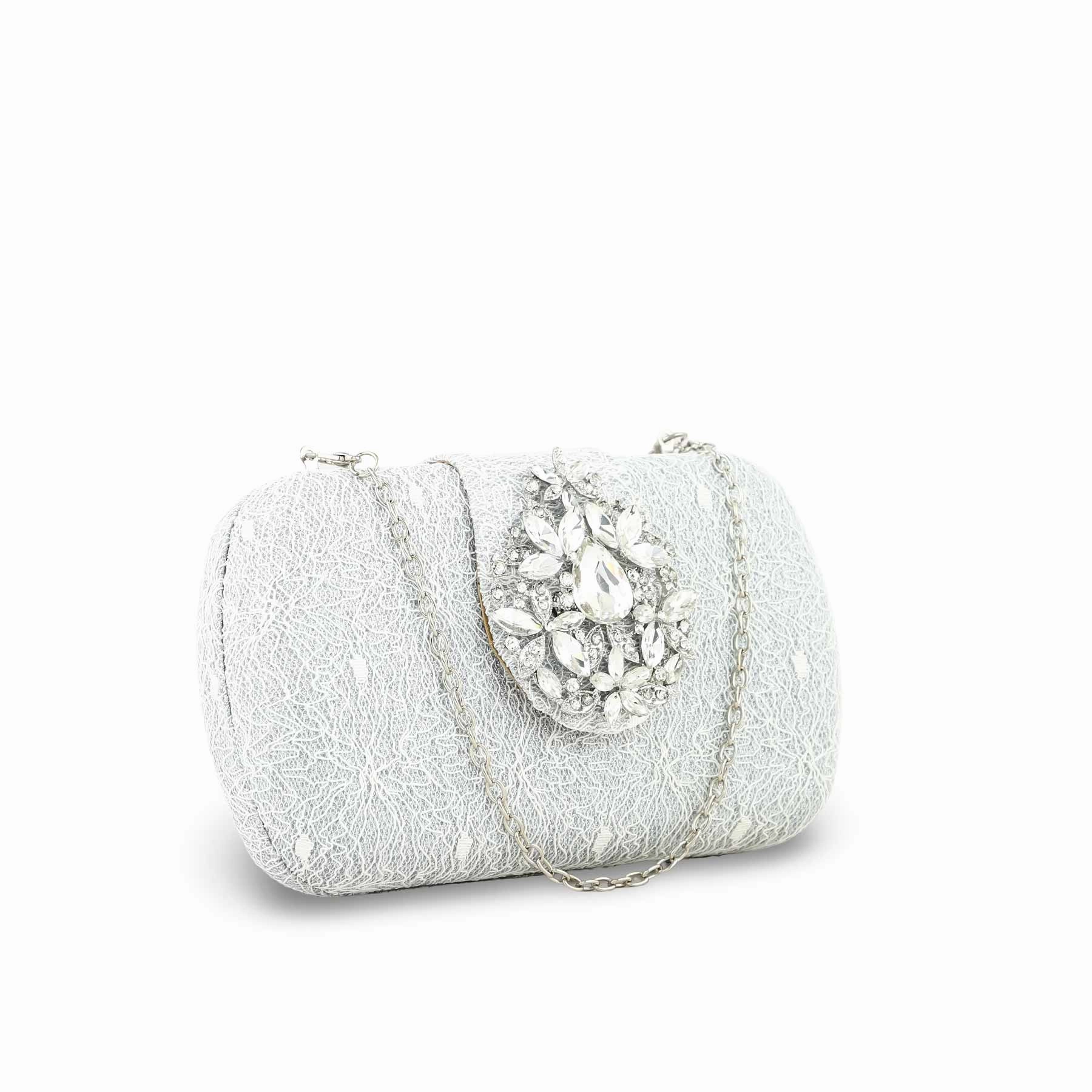 Silver Fancy Clutch P24392