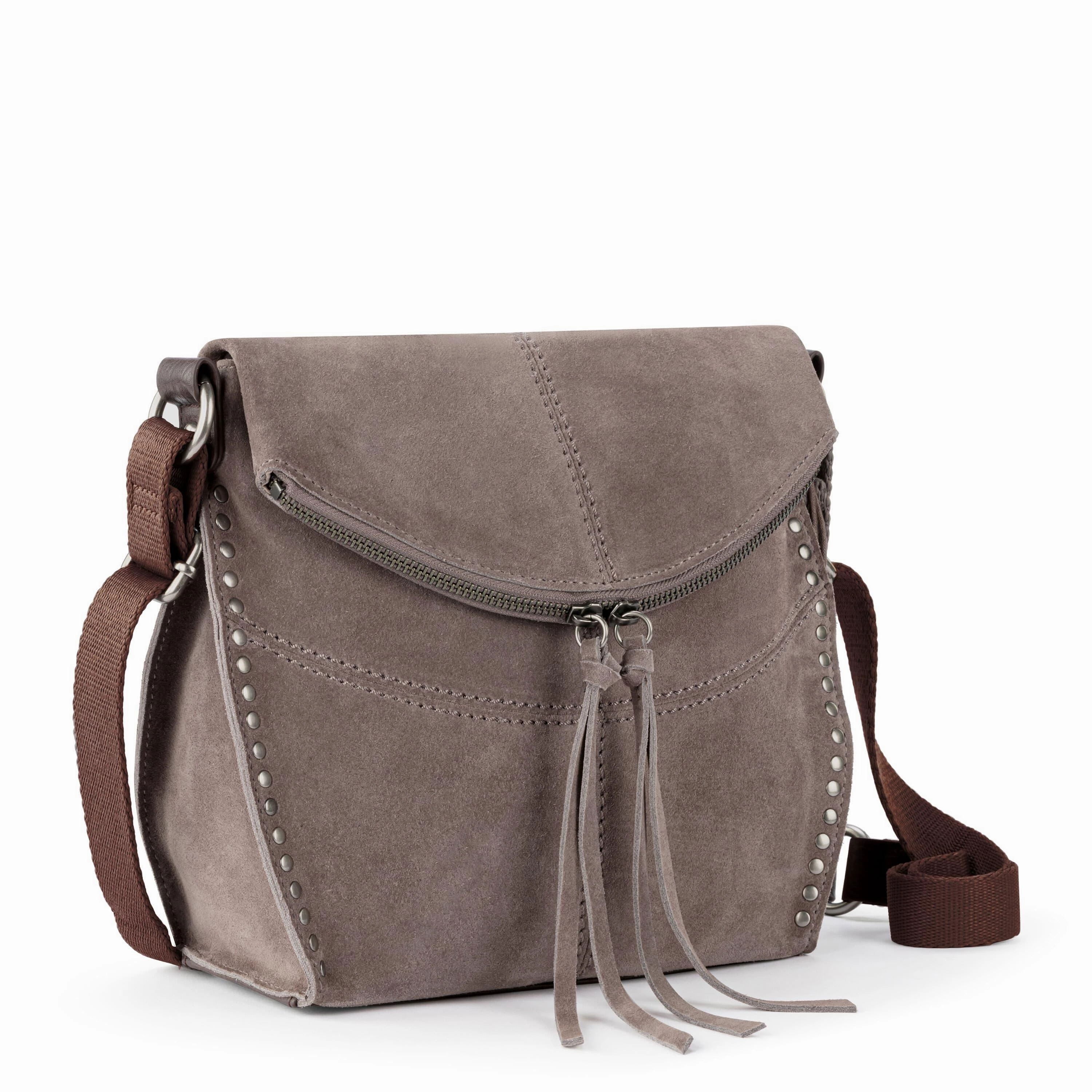 Silverlake Crossbody - Leather - Mushroom Suede