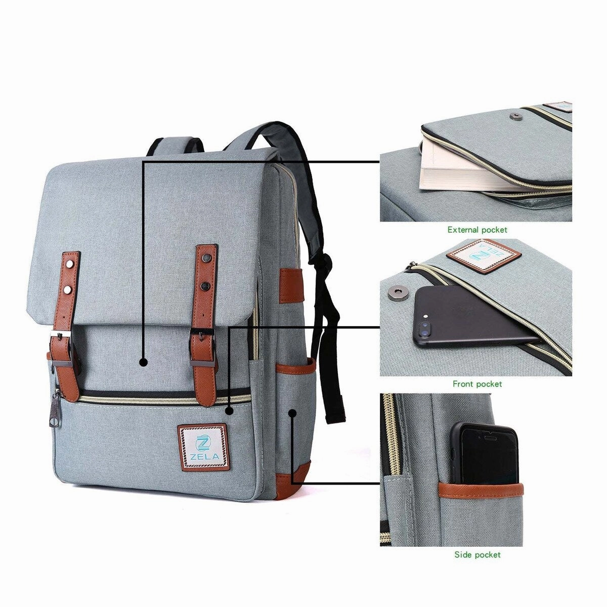 Slim Backpack ,College, School and Business Fits 15-inch Laptop-Green