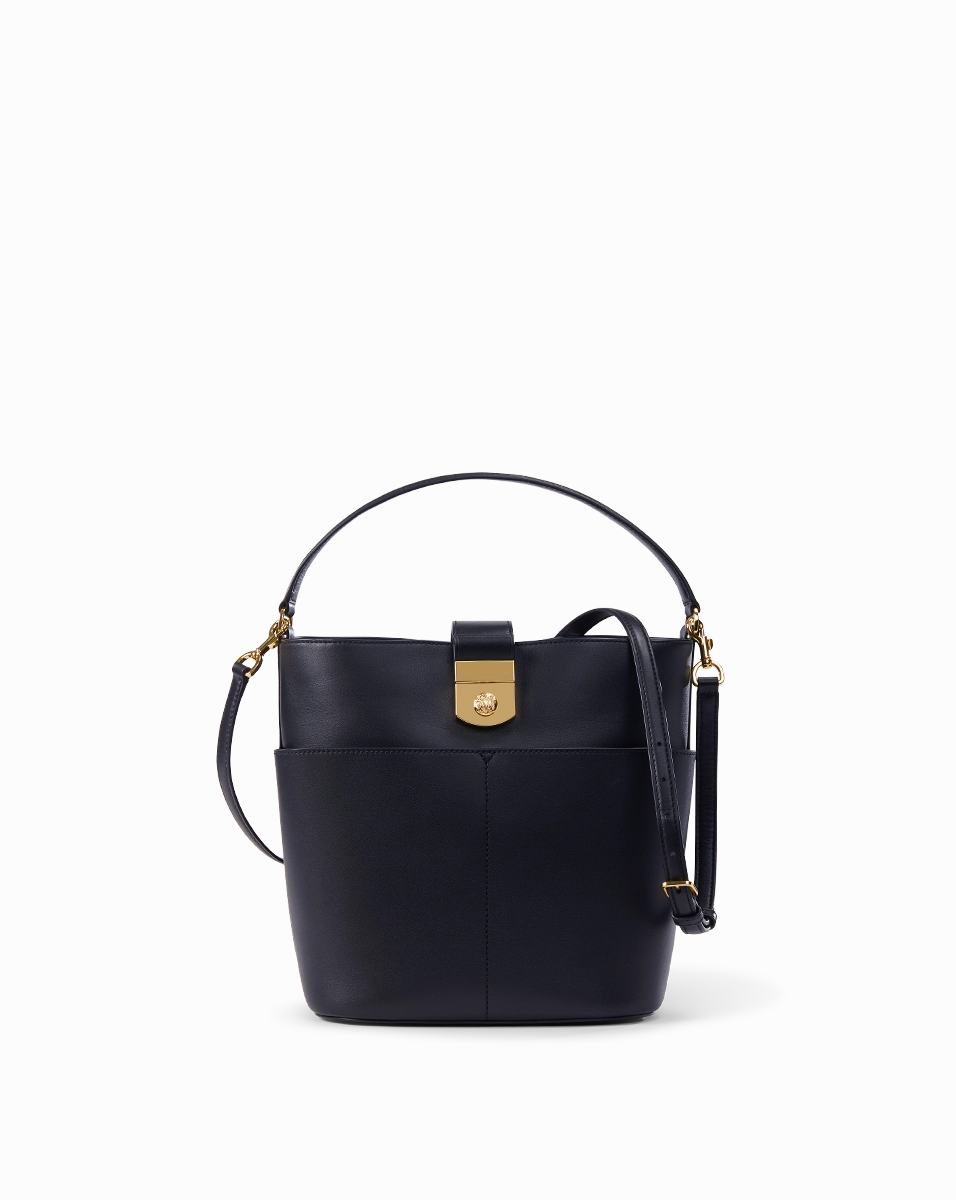Small Crest Lock Bucket Bag