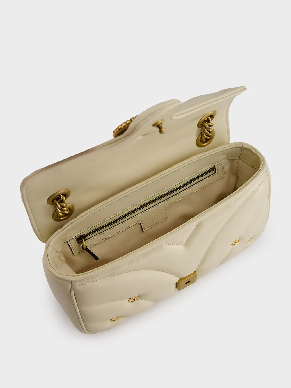 Small GG MarmontWhite Leather Bag