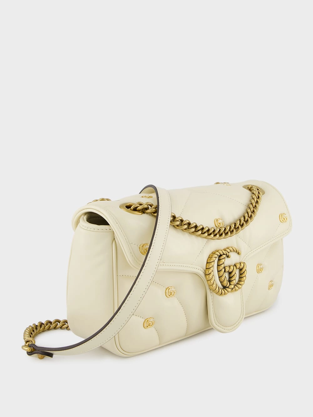 Small GG MarmontWhite Leather Bag