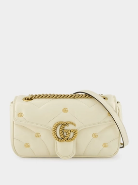 Small GG MarmontWhite Leather Bag