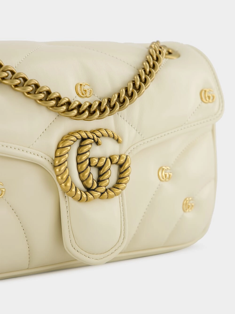 Small GG MarmontWhite Leather Bag