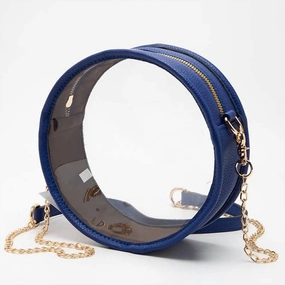 Solid Color Trim Clear Round Crossbody Bag In Royal Blue