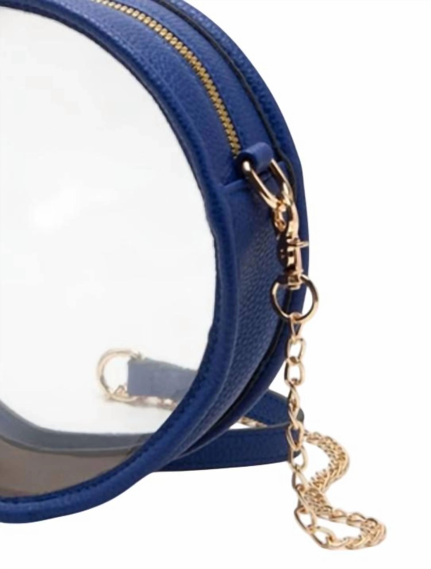 Solid Color Trim Clear Round Crossbody Bag In Royal Blue