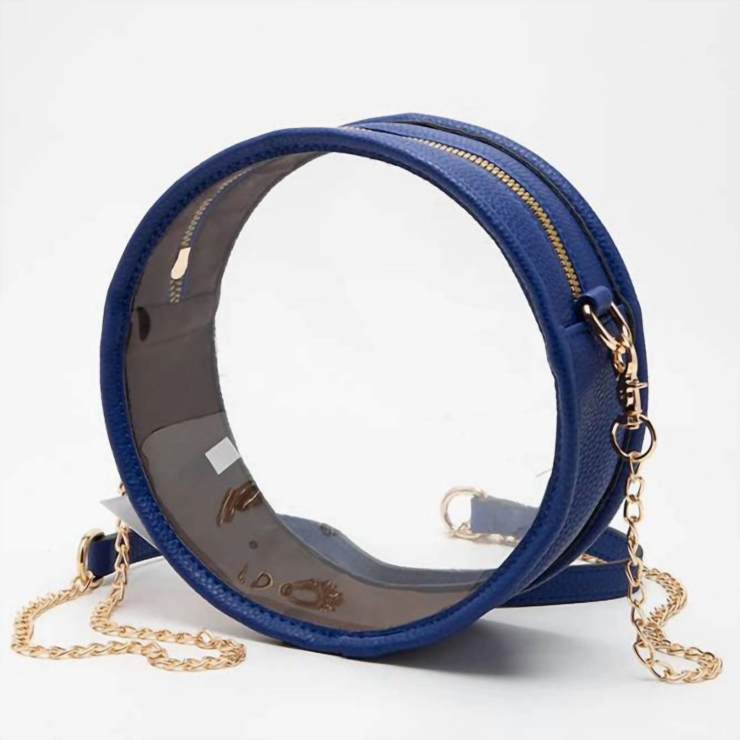 Solid Color Trim Clear Round Crossbody Bag In Royal Blue